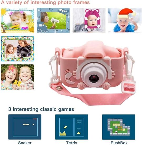 JyDKIDS Appareil Photo Enfants 1080P HD Avec Coque Antichoc - Caméra Selfie Vidéo 2.0 + Carte 32Go - Cadeau 3 à 9 Ans