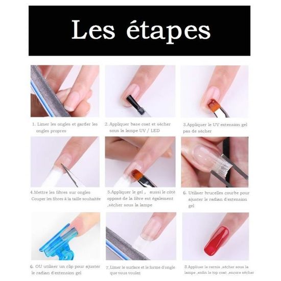 Coscelia 100pcs Fibre De Verre Uv Gel Extension Faux Ongle 36w Lampe Uvled Building Ongle Basecoat Topcoat Strass Manucure