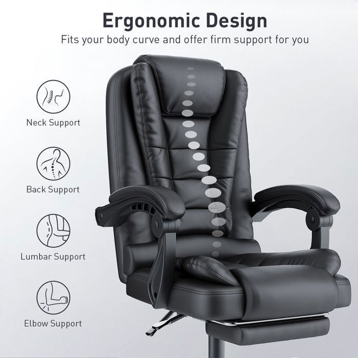 Bayt Chaise de Bureau Ergonomique Réglable – Siège de Travail Confortable pour Bureau – Noir