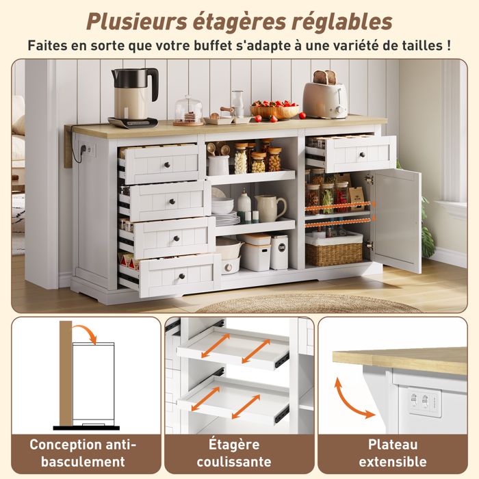 BOCHENG tiroirs coulissants comptoir cuisine salle de bain armoire coulissante o