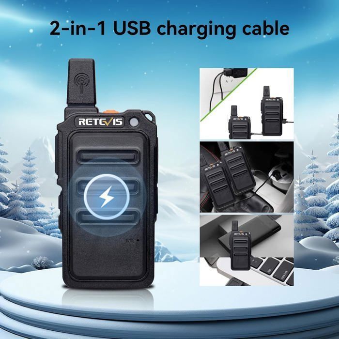 Talkies-walkies Retevis RT619 - 4 Pièces Noires Avec Casques | PMR446 Sans Licence, VOX