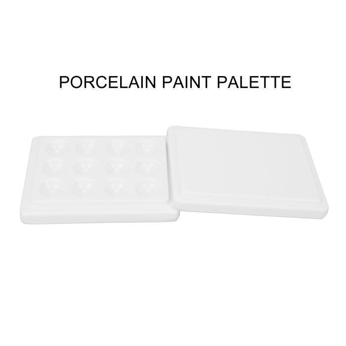 Palette De Peinture En Porcelaine – 12 Puits Avec Couvercle – Pour Aquarelle, Nail Art, Peinture à L'huile – Blanche, Lisse, Facile à Nettoyer