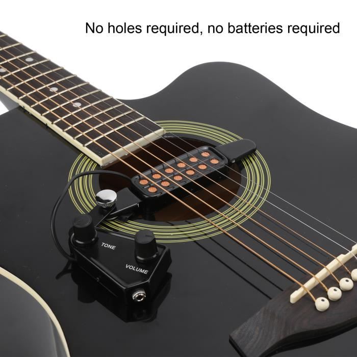 Fdit Micro guitare classique Micro guitare 12 transducteur électrique  SoundHole avec contrôle du volume de tonalité pour