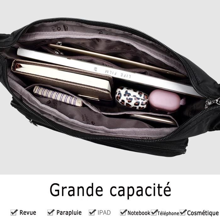 Geestock Mini Sac à Bandoulière Pour Homme Et Femme, Imperméable, Petit Sac à Bandoulière Léger Pour Homme Et Femme, Voyage, Randonnée, Cyclisme, Sport, Camping, Noir