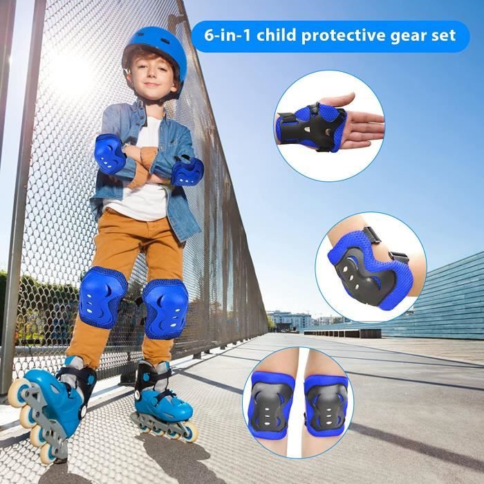 Enfant Protection Genoux,Kit de Protection Roller Enfant 6 en 1