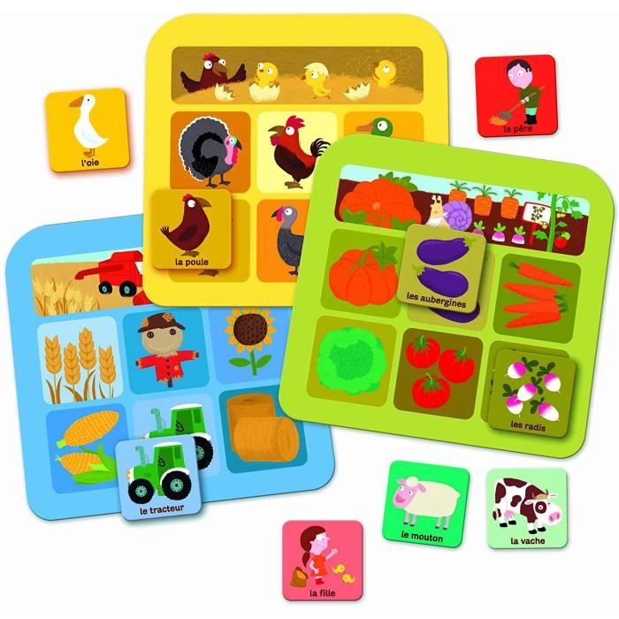 Loto ferme - jeu éducatif en carton pour enfant dès 2 ans - Cdiscount Jeux  - Jouets