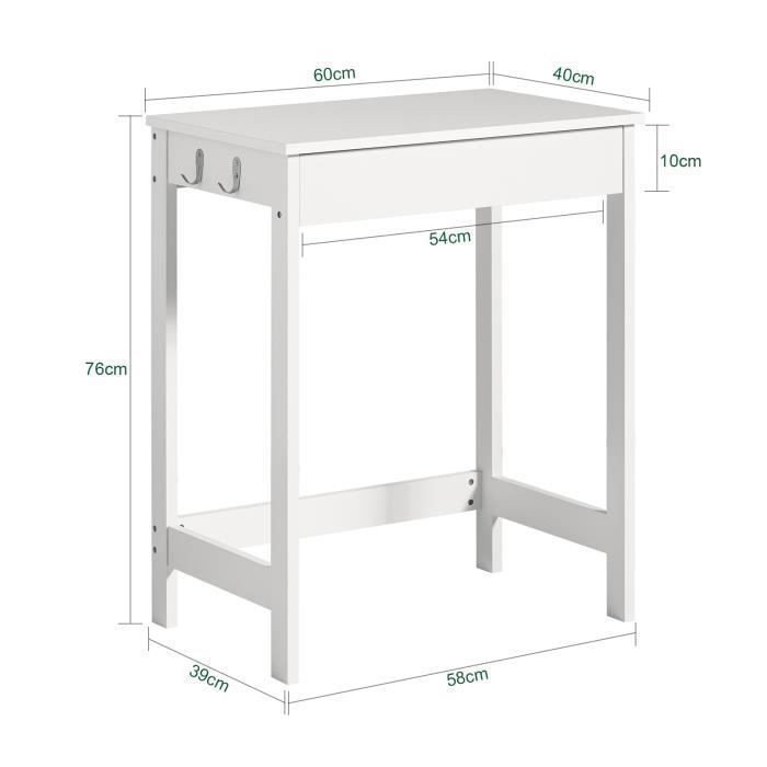 SoBuy FWT24-W Bureau Bureautafel Computertafel Kinderbureau Met Lade Bxlxh 90x46x73cm
