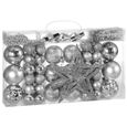 Set de 66 Boules de Noël argent décoration de Noël Mat Brillant Ø 3/6 cm Boules avec Crochet intérieur extérieur boules pour sapin-0