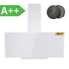 FIREGAS Hotte aspirante 90 cm-recirculation et évacuation-600 m³/h-9 Vitesses-CC170 Filtre à charbon-Blanc-écran tactile-A++