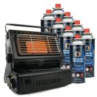 Eurocatch Chauffage à gaz - Incl. 8 cartouches de gaz - Chauffage - Chauffage de terrasse - Réglable - Portable