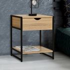 IDMARKET Lot de 2 tables de chevet DETROIT 1 tiroir avec tablette bois et métal noir design industriel