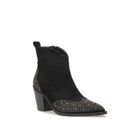 LA MODEUSE Santiags en suédine avec des strass au niveau du bout et du talon.Fermeture par un zip sur le côté intérieur.Modèle avec languette