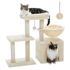 PAWZ Road Arbre à Chat Design Stable, Poteau Griffoir Chat Mobilier, Coussin Démontable, Base Tournable, 72cm, Beige
