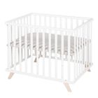 Parc bébé - ROBA - 75 x 100 cm - Tapis de parc 'Lil Planet' gris inclus - Bois laqué blanc