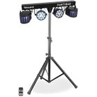 SKYTRONIC Beamz Partybar2 2x Projecteurs PAR + 2x Derby, Contrôle par DMX, télécommande ou programmes automatiques, Pied tripode inclus