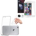VCOMP Pour Apple iPhone 6- 6s: Coque silicone gel UltraSlim - TRANSPARENT + 1 Film verre trempé de couleur - BLANC