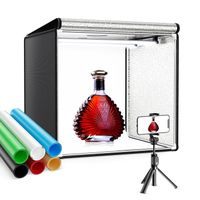 Boîte de Lumière Tente de Shooting de Photo Studio 60x60cm avec Toiles de Fond Rouge Bleu Noir Blanc pour Photographie
