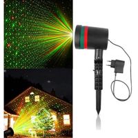 Projecteur Laser Extérieur Rouge et Vert, Etoiles Dynamiques, Etanche IP44, Lumière Déco Batiment Jardin Arbres, Fête de vacances