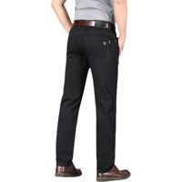 Pantalon en Jeans Noir Pour Homme Coupe Droite Jean Stretch Business Taille Haute Printemps et Automne