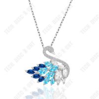 TD® Collier élégant tempérament S925 argent sterling diamant cygne all-match léger luxe complet diamant croix chaîne pendentif