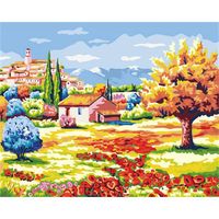 YEESAM ART Peinture par numéros Kits Sans Cadre 16 x 20" - maisons Ville natale - Peinture au numéro DIY La main peinture