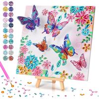 Peinture Diamant Papillon Pour Enfants – Kit DIY 5D Avec Cadre Bois, 25 Diamants – Cadeau Créatif Filles 6-11 Ans