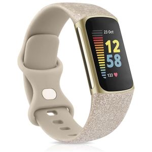 BRACELET MONTRE CONNEC. Size S - For Fitbit Charge 5 - Bling Silver Gold -