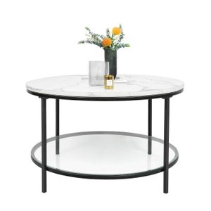 TABLE BASSE Table Basse Ronde ELANCOOH - Cadre en Métal - 70 cm NOIR