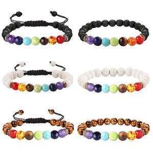 Milacolato 4-6 Pcs Hommes Femmes Cristal Bracelet Bijoux Pierre Naturelle Yoga Bracelet Perles R/églable 8 MM