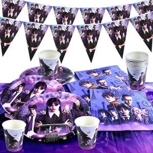 Mercredi Addams Film Thème Fête d’anniversaire Décoration Vaisselle Paper  Cup Assiette Serviettes Bannière Gâteau Toppers Ballon Enfants Faveurs