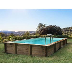 PISCINE Piscine bois en kit rectangle - HABITAT ET JARDIN - Sunrise - Semi-enterrée - Filtre à sable - 46 m3