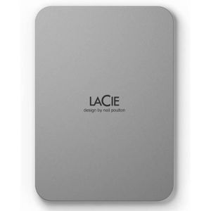 LaCie Mobile Drive, 4 To, disque dur externe portable - Moon Silver, USB-C  3.2, pour PC
