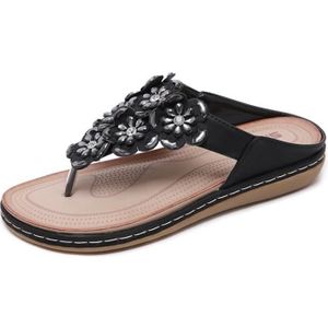 TONG Tongs Femme - Chaussures de Plage - Noir - Adulte