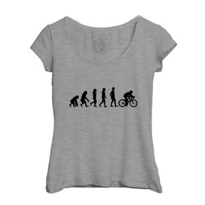 MAILLOT DE CYCLISME T-shirt Femme - Fabulous - Evolution Vélo - Col Echancré - Gris - Manches Courtes