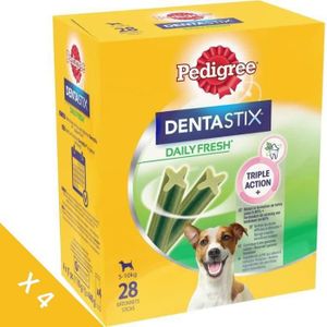 FRIANDISE PEDIGREE Dentastix Fresh - Bâtonnets à mâcher - Pour petit chien - lot de 4 boites de 28