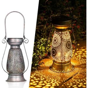 DÉCORATION LUMINEUSE Argent Marocaine Lanterne Solaire Exterieur Jardin