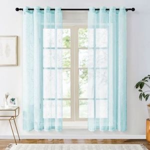 Rideaux voilage bleu 140x240 a oeillets - Achat / Vente ...