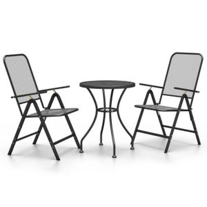 Ensemble table et chaise de jardin LIU-7809356133201Mobilier à dîner de jardin 3 pcs Maille Métal Anthracite