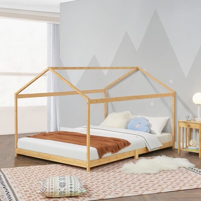 Lit enfant Knätten pin lit de maison avec matelas 70x140 cm bois