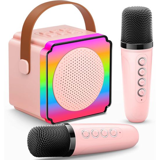 Appareil à karaoké avec lumières et effets vocaux, couleurs var