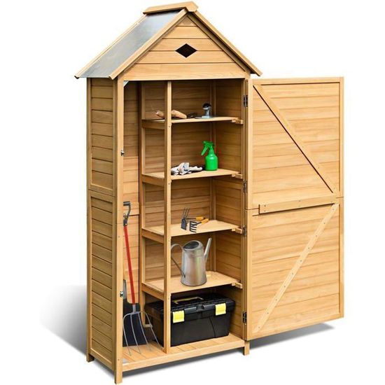 Armoire De Jardin GIANTEX En Rotin Avec Plan De Travail - Rangement élégant Pour Terrasse Et Balcon