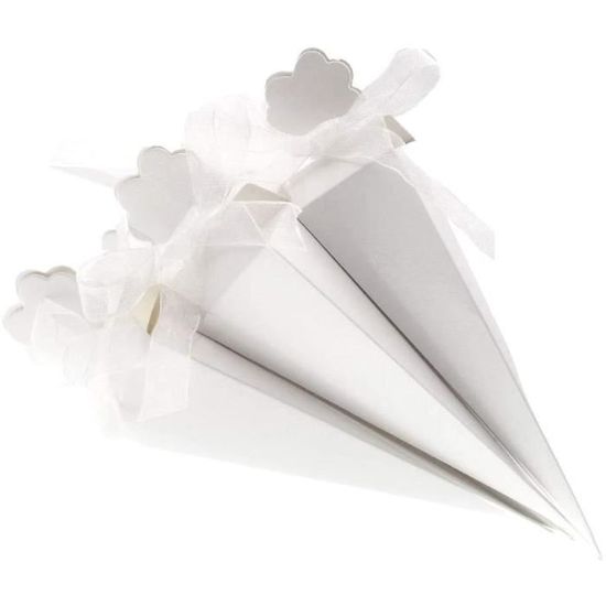 50 Boîtes Cadeau Papillon Blanches Pour Mariage, Baptême Et Fêtes - 6x6x7 Cm