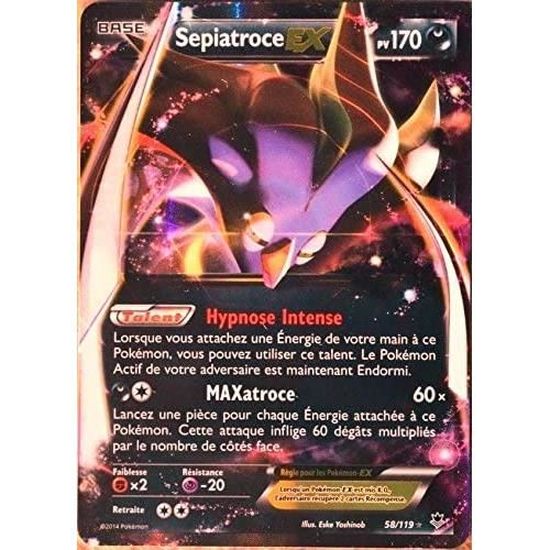 Carte Pokémon Ectoplasma EX 34/119 – Ultra Rare, 170 PV, Vigueur Spectrale – Version FR, Neuve, Dès 3 Ans