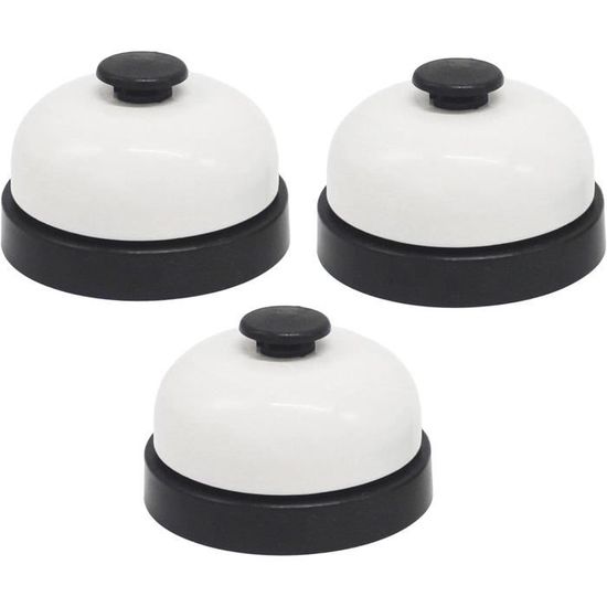 FMP Brands [Lot de 4] Cloches d'appel de 8,5 cm – Sonnette de service de comptoir en acier inoxydable argenté, anneau fort et clair pour personnes âgées, réception d'hôtel, restaurant, cuisine