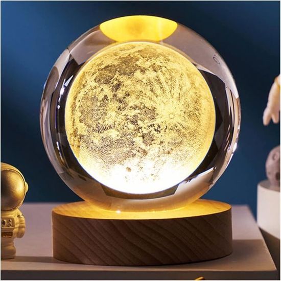 Lampe Veilleuse Boule De Cristal Avec Motif Voie Lactée - LED Douce, Alimentation USB - Décoration Chambre, Bureau
