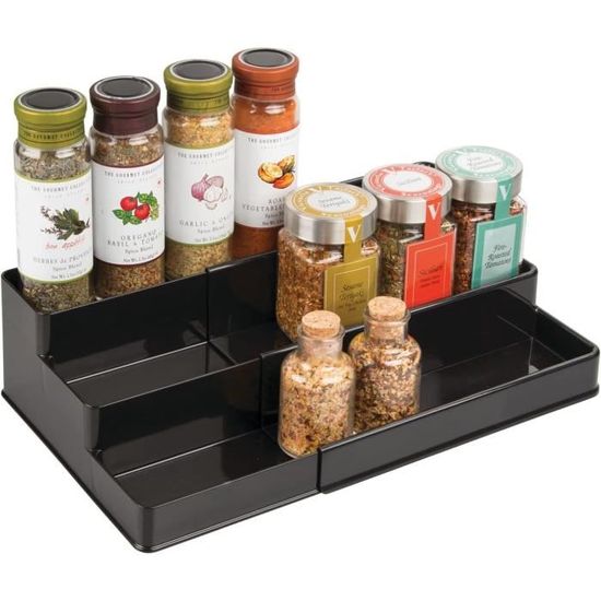 Plateau à épices Extensible Acrylique - Organisateur Tiroir à étages - Lot De 4 Pièces - Pour Cuisine, Salle De Bain, Bureau