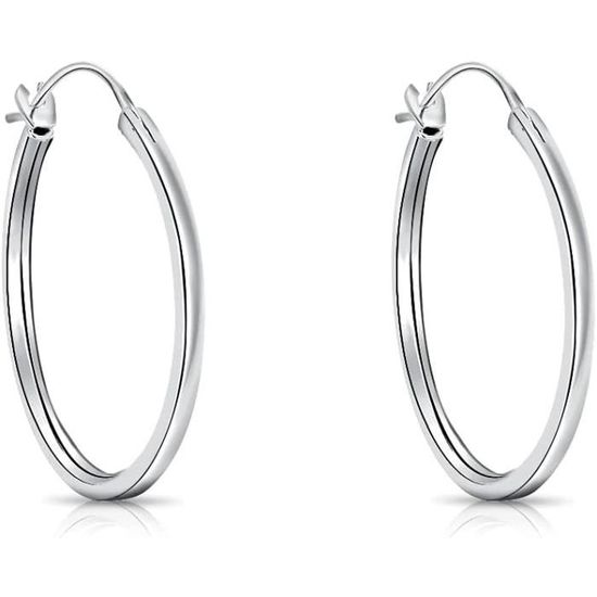 Boucles D'oreilles Créoles Argent 925 - 32mm X 22mm, Pour Femme, Neuves Avec étiquette