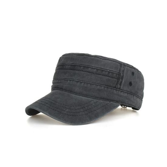 Casquette Militaire Vintage En Denim Délavé - Unisexe, Taille Réglable 55-60 Cm