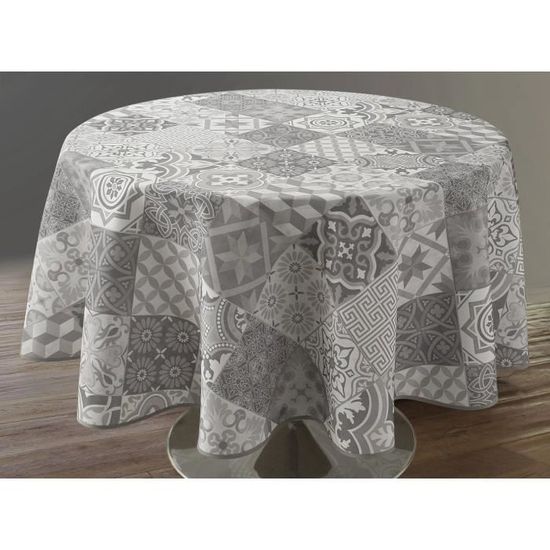 Nappe Anti Taches Ronde 160 Cm Tomette Gris Achat Vente