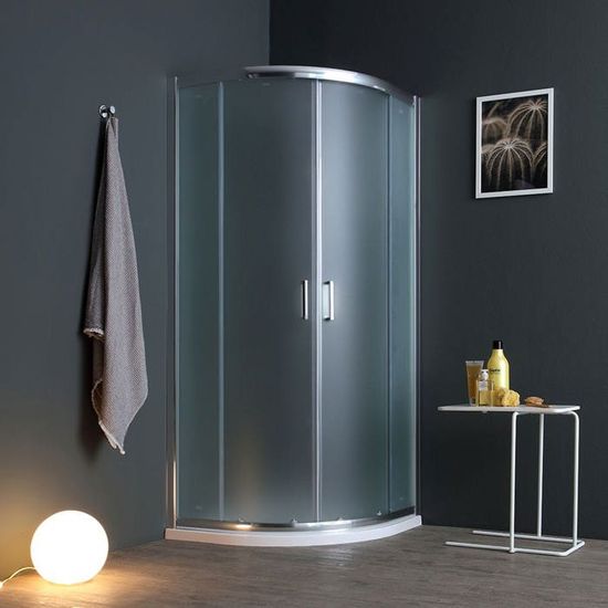 Cabine De Douche Demi-circulaire Idralite Alabama 80x80 H200 Cm - Verre Opaque - Neuve